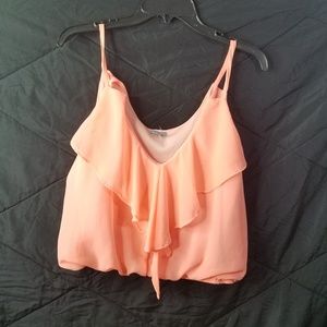 Light coral crop top blouse